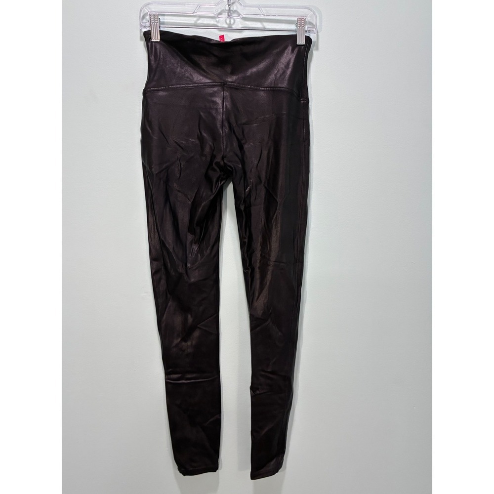Spanx Faux Leather Leggings Black High Waist Shaper Slimming Large 20110R - Picture 2 of 4